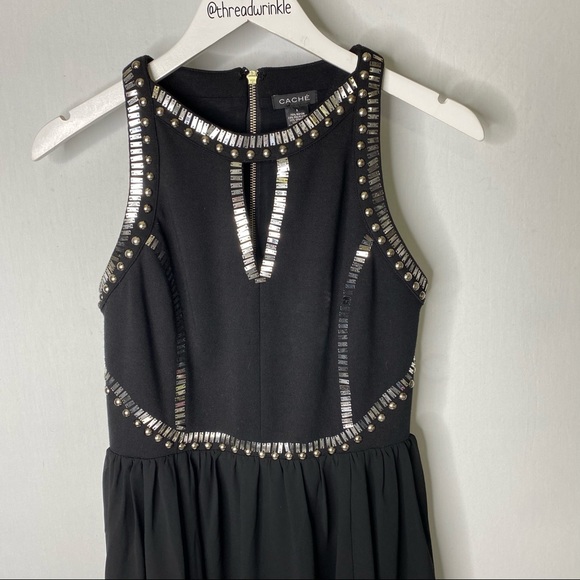 Cache Black Studded Sleeveless Dress Size S - Picture 4 of 8